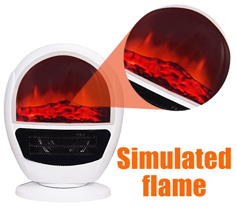 Тепловентилятор Flame Heater (имитация огня) 3 режима, белый - фотография № 6