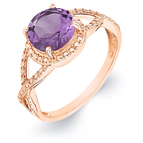 Кольцо Великолепный век серебро, 925 проба, золочение, аметист, размер 17.5