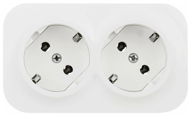782237 Legrand Quteo IP 20 Белый Розеточный блок с предварительным подключением 2 x 2К+З с защитными шторками - 16 A - 250 В~ - фото №5