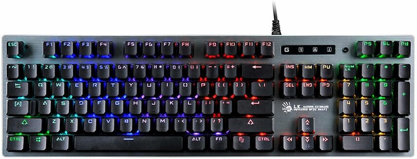 Клавиатура A4TECH Bloody B765 механическая серый USB for gamer LED (B765 GREY/NEON (GREEN SWITCH))