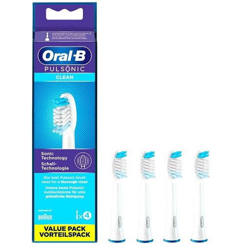 Насадки Braun Oral-B Pulsonic Clean для зубных щеток Sonic, белый, 4 шт. oral b сменные насадки для глубокой очистки 2 шт в упаковке