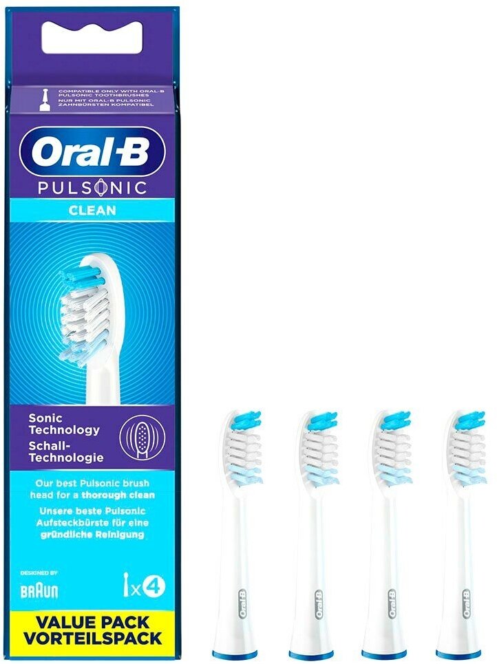 Насадки Braun Oral-B Pulsonic Clean для зубных щеток Sonic, белый, 4 шт.