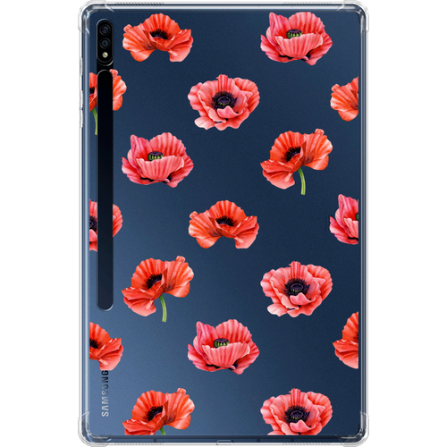 Противоударный силиконовый чехол для планшета Samsung Galaxy Tab S7 Plus/S8 Plus 12.4 Цветочки красного мака противоударный силиконовый чехол для планшета samsung galaxy tab a 10 1 t515 цветочки красного мака