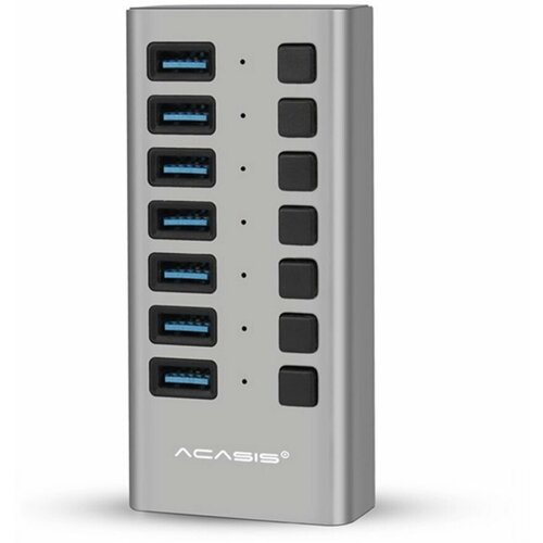 Хаб Acasis 7 Ports 36W USB 30 12V2A Data Hub with Individual OnOff Switches Splitter Grey HS-707MG 550000₽
