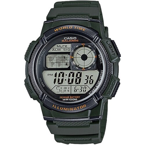 Наручные часы CASIO Standard AE-1000W-3A, серый, зеленый часы casio ae 3000w 9a