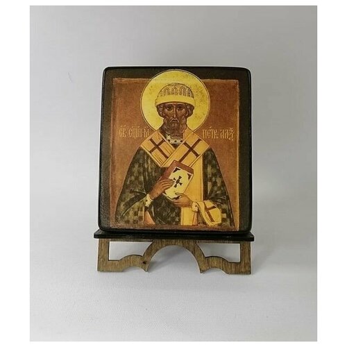 Освященная икона на дереве ручной работы - Петр архиепископ Александрийский, арт А4215 / 15 x 20 х 3,0 см