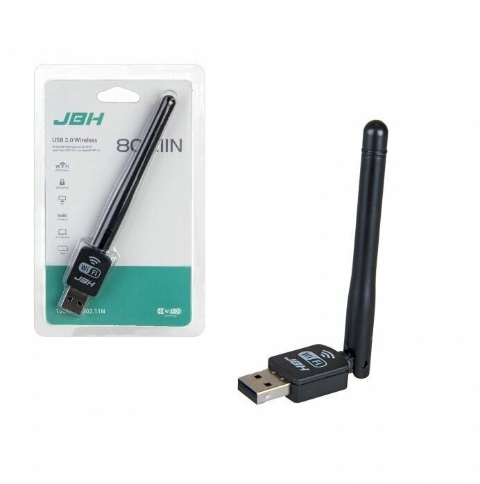 Wi-fi адаптер USB USB 2.0 с антенной для компьютера, ноутбука / 2.4 ГГц/ 802.11n