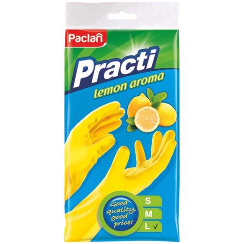 фото Перчатки paclan practi c запахом лимона, 1 пара, размер l, цвет желтый
