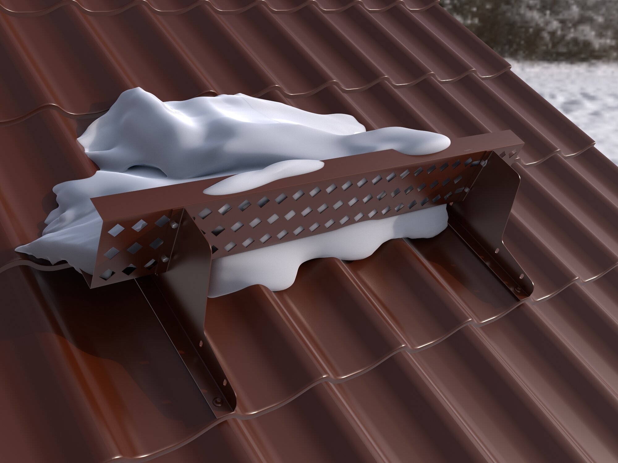 Снегозадержатель решетчатый 3 шт х1 м. коричневый (RAL 8017); отверстия -ромб- - фотография № 4