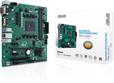 Материнская плата Asus PRO A520M-C/CSM Soc-AM4 AMD A520 2xDDR4 mATX AC`97 8ch(7.1) GbLAN RAID+VGA+DV
