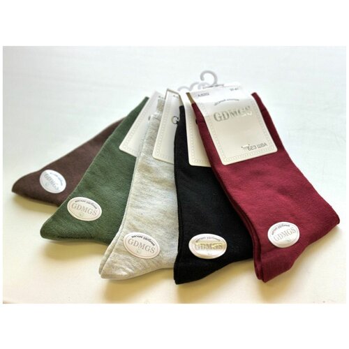 Носки GDMGS, 5 пар, размер 37-41, белый, зеленый, черный, коричневый, бордовый