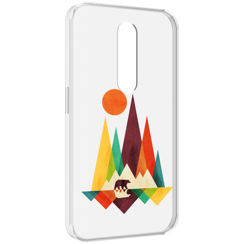 Чехол MyPads нарисованные горы с медведем для Motorola Moto X Force (XT1585 / XT1581) задняя-панель-накладка-бампер