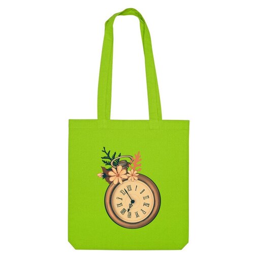 Сумка шоппер Us Basic, зеленый детская футболка ретро карманные часы с букетом цветов 116 белый