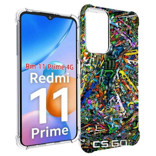 Чехол MyPads CS GO guns skins мужской для Xiaomi Redmi 11 Prime 4G задняя-панель-накладка-бампер