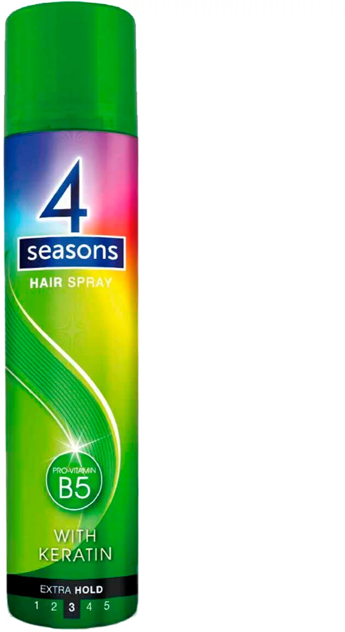 4 Seasons Hair Spray Pro-Vitamin B5 3 Extra Hold Лак для волос с протеинами шелка Экстра фиксация 265 мл