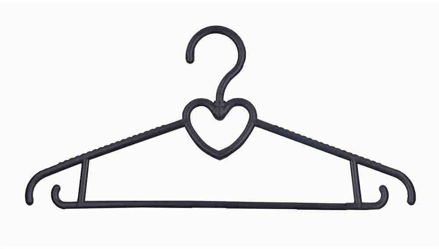 Вешалки для одежды, плечики с сердцем 10 штук (чёрные) - фотография № 3