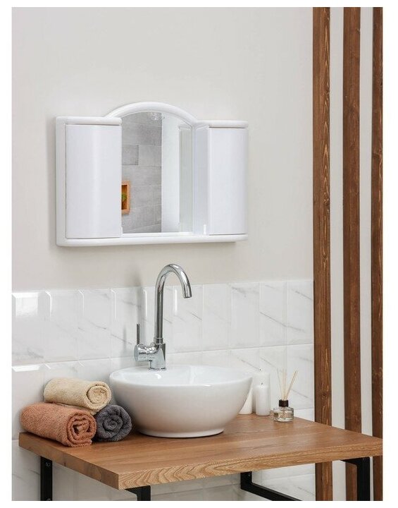 Шкафчик зеркальный для ванной комнаты «Арго», цвет снежно-белый