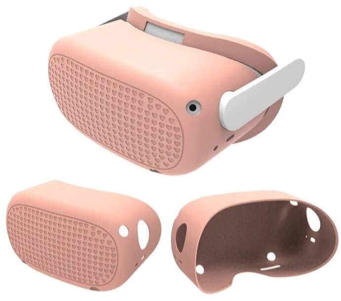 Чехол силиконовый для Oculus Quest 2 розовый (для защиты от повреждений)