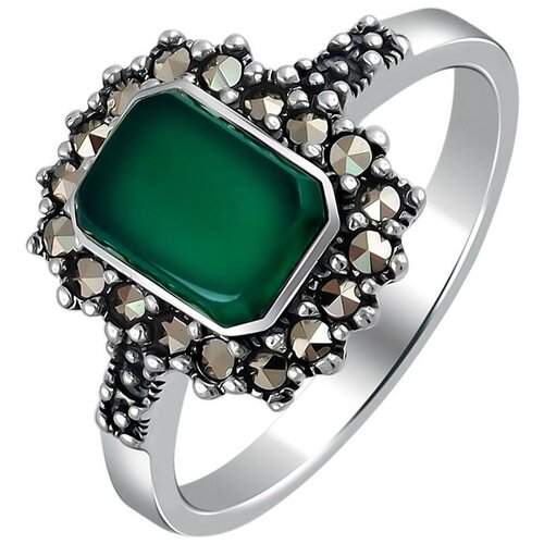 фото Эстет кольцо с перламутром и марказитами из чернёного серебра с26к450948ч, размер 18