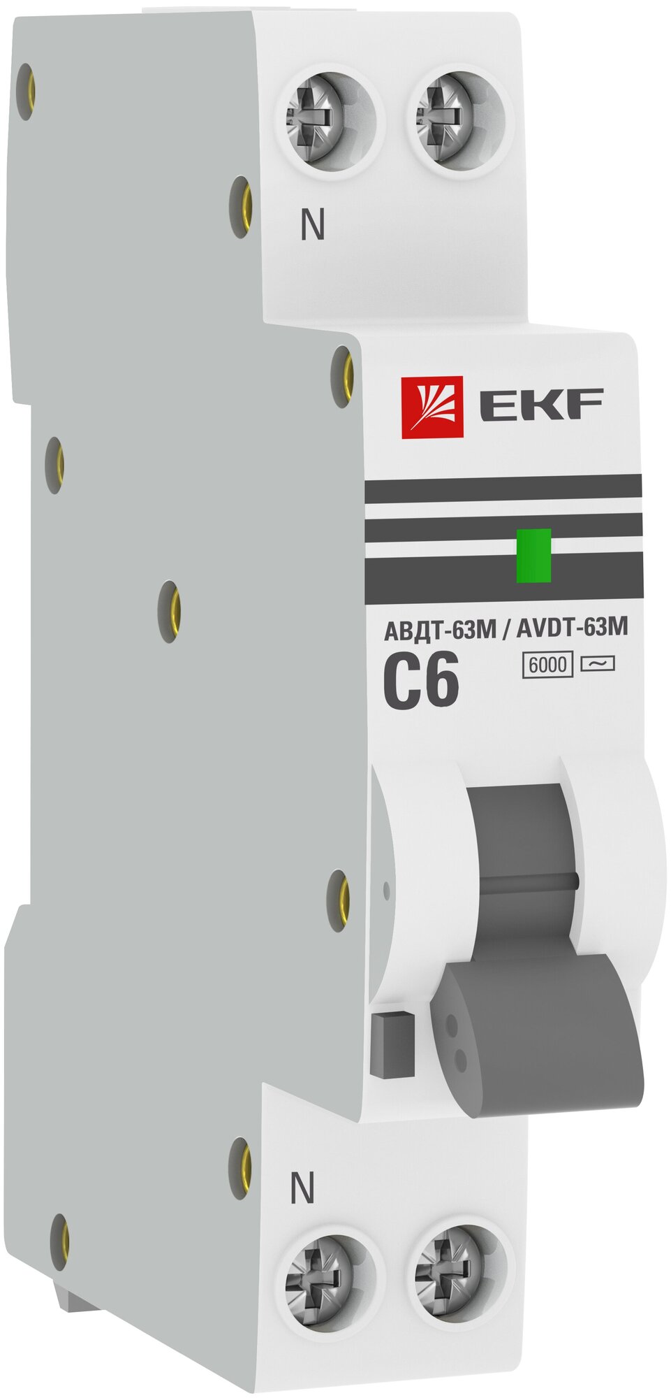 Дифференциальный автомат АВДТ-63М 6А- 30мА (1мод., хар.C, электронный тип AС) 6кА EKF PROxima