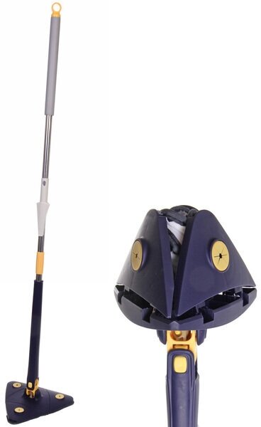 фото Швабра треугольная с отжимом, ручка 130 см. цвет синий