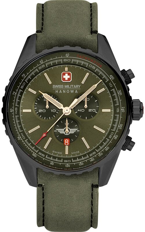 Наручные часы Swiss Military Hanowa Наручные часы Swiss Military Hanowa Air Afterburn Chrono, зеленый, черный