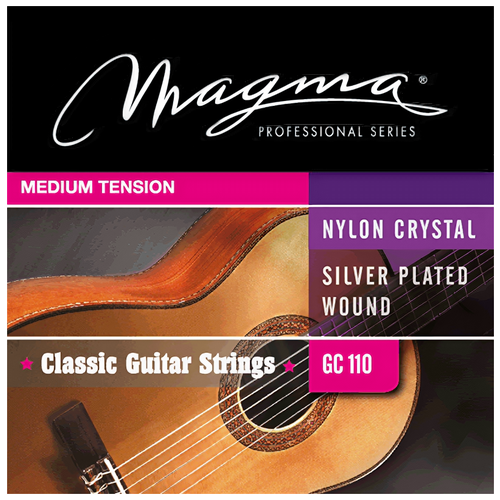 Струны для классической гитары Magma Strings GC110, Серия: Nylon Crystal Silver Plated Wound, Обмотка: посеребрёная, Натяжение: Medium Tension.