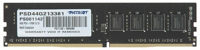 Модуль оперативной памяти Patriot Модуль оперативной памяти 4ГБ DDR4 SDRAM Patriot PSD44G213381 (PC17000, 2133МГц, CL15) (ret)