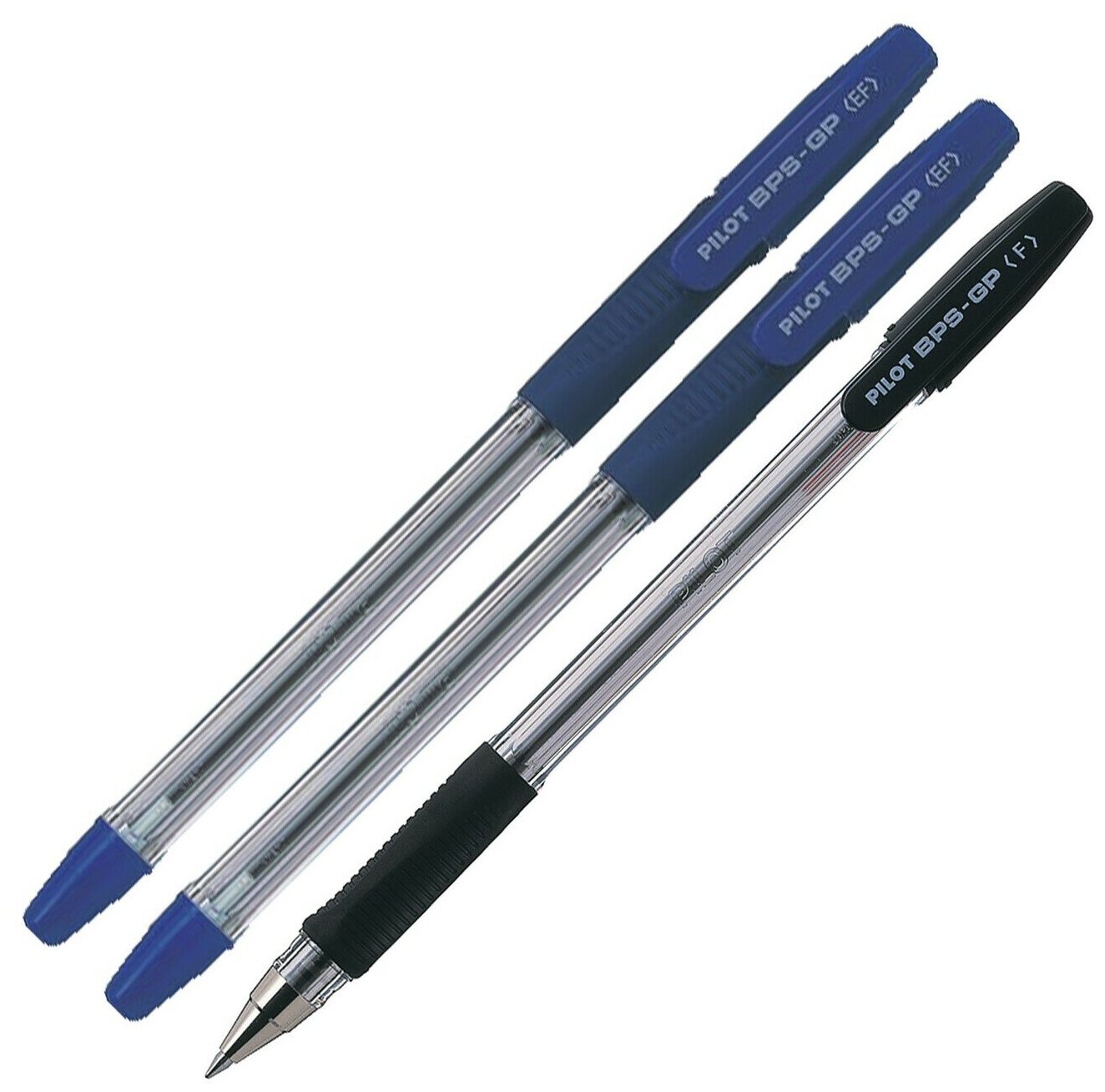 Pilot Набор ручек шариковых Pilot BPS-GP, резиновый упор, 0.7 мм, масляная основа, 2 синих + 1 чёрная, BPS-GP-F