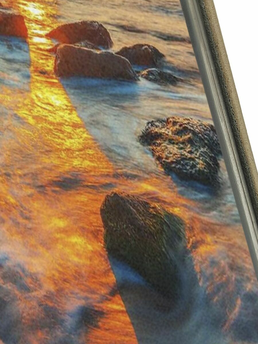 Чехол-книжка Закат на побережье на Xiaomi Poco X3 / X3 Pro / Сяоми Поко Х3 / Х3 Про золотой