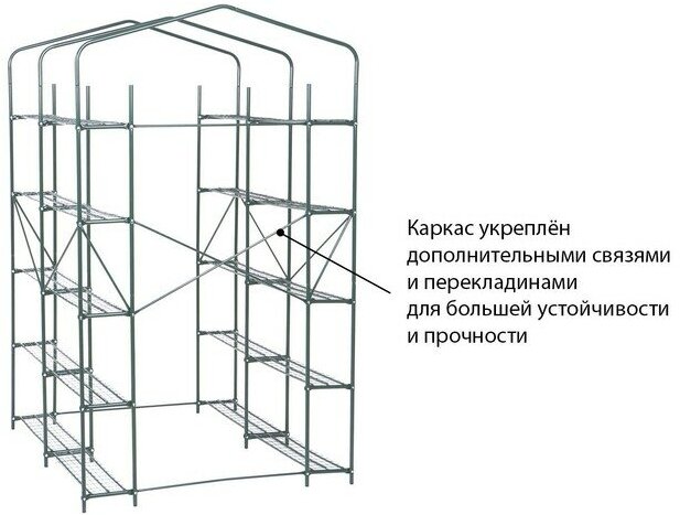 Парник-стеллаж 20 полок (сетка) пленка 100 мкм, мет. труба d-16мм, 9335867 - фотография № 16