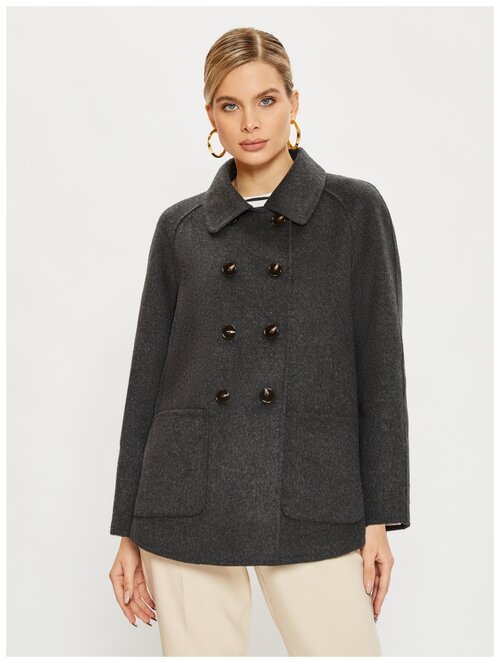 Пальто  Electrastyle демисезонное, шерсть, силуэт прямой, укороченное, размер 42, серый