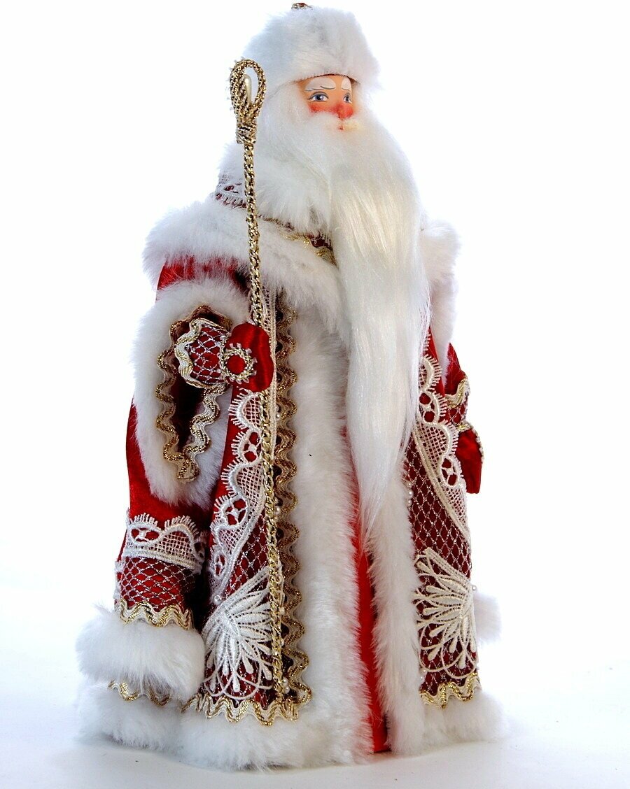 Кукла коллекционная Дед Мороз в кружевной шубе
