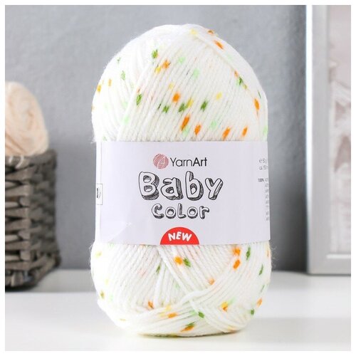 Пряжа Baby color 100% акрил 150м/50гр (202 молочн-зел)