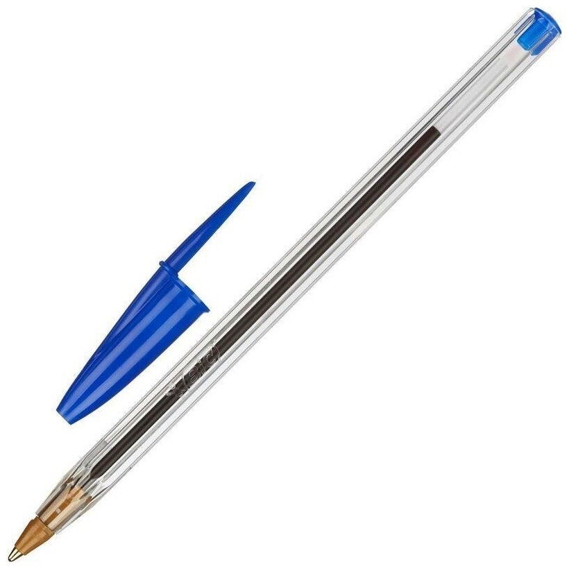 Ручка шариковая BIC Cristal (0.32мм, синий цвет чернил, корпус прозрачный) 1шт. (847898)
