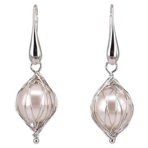 фото Серьги бижутерные жемчужина (замок-крючок, бижутерный сплав, серебристый) 1-55645 otokodesign