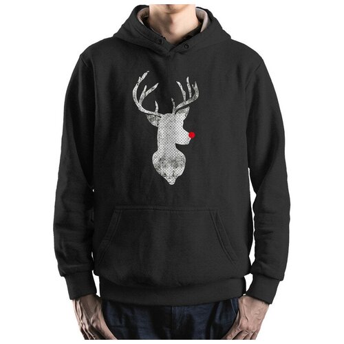 фото Худи с принтом оленёнок рудольф / толстовка черная размер 54 dream shirts
