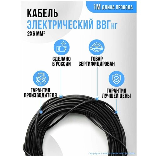 Электрический провод ВВГ/ВВГнг/ ВВГ нг 2х6 мм, 1 м