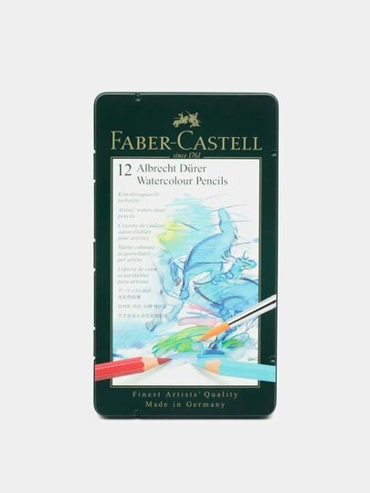 Карандаши акварельные Faber-Castell Albrecht D?rer набор цветов в металлической коробке 12 шт. - фото №6