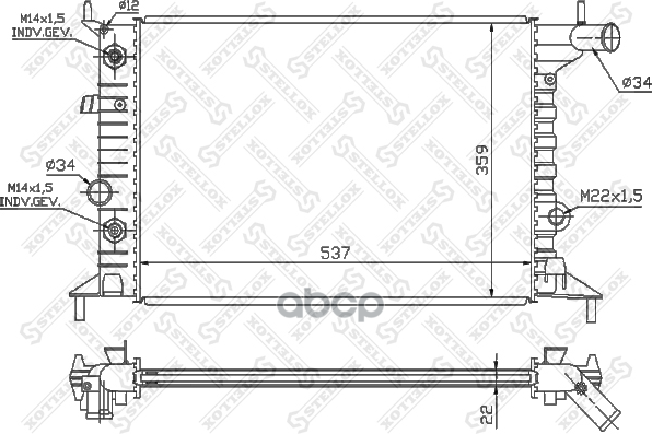 10-26013-Sx_радиатор Системы Охлаждения! Акпп Opel Vectra B 1.6-2.0I 95> Stellox арт. 1026013SX