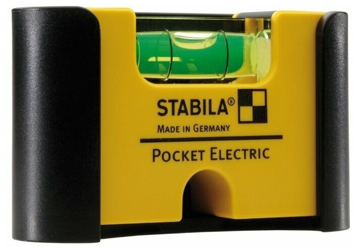 Уровень брусковый 1 глаз. Stabila Pocket Electric (с зажимом для крепления к ремню)