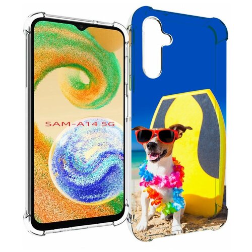 Чехол MyPads Гавайская-собака для Samsung Galaxy A14 4G/ 5G задняя-панель-накладка-бампер