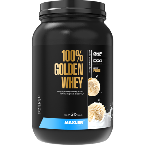 Протеин Maxler 100% Golden Whey New, 907 гр., ванильное мороженое протеин maxler 100% golden whey new 907 гр молочный шоколад