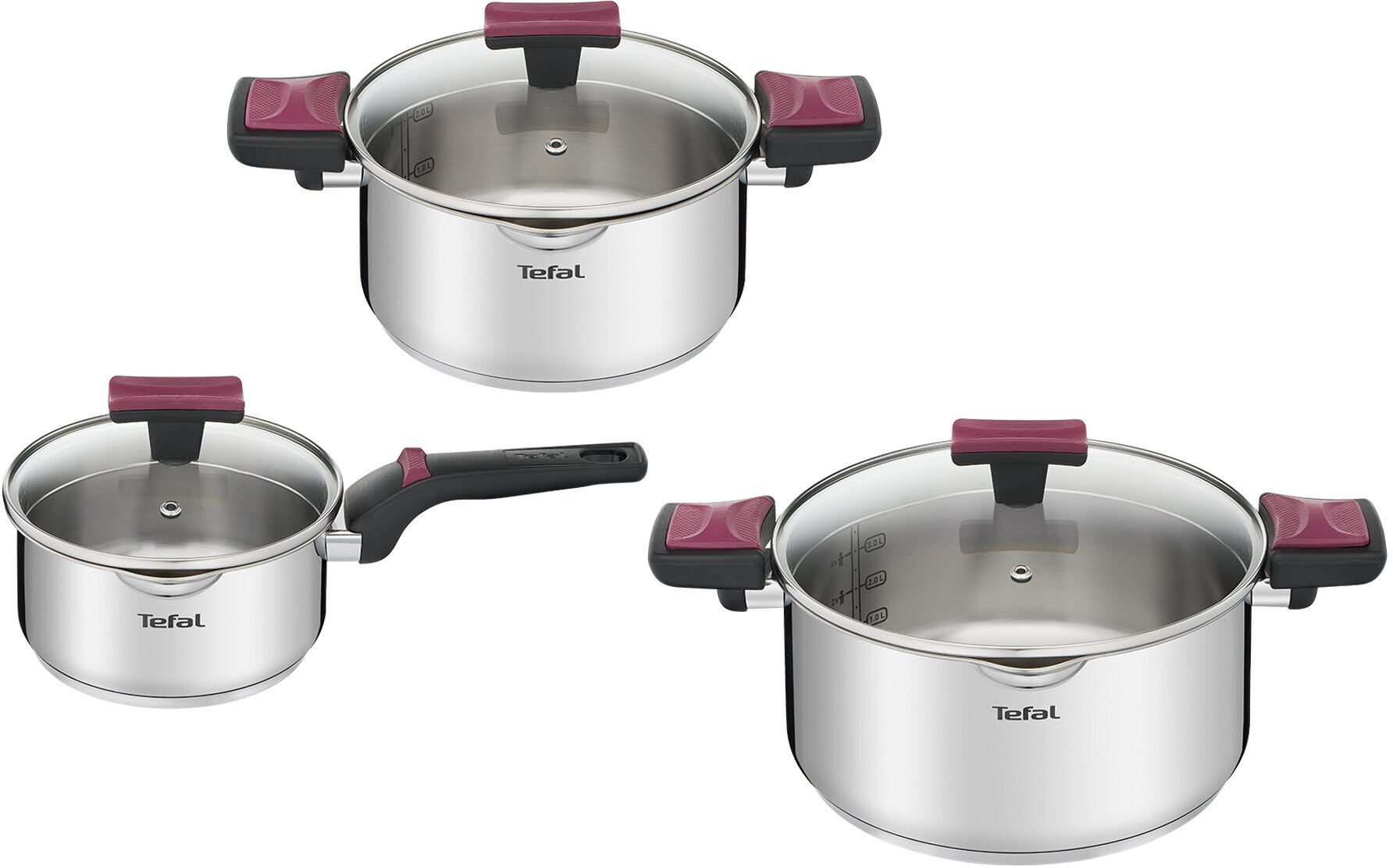 Набор кастрюль Tefal Cook&Clip G723S674 6 пр. серебристый 6 4.75 кг