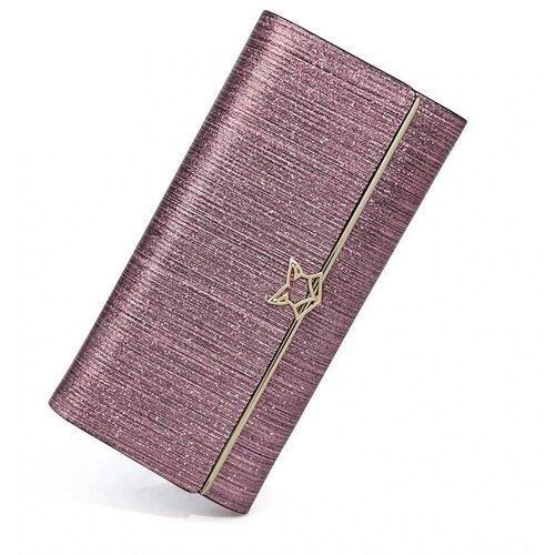 фото Кошелек foxer, натуральная кожа, лаковая фактура, на кнопках, на молнии, 3 отделения для банкнот, отделения для карт и монет, потайной карман, подарочная упаковка, фиолетовый, розовый