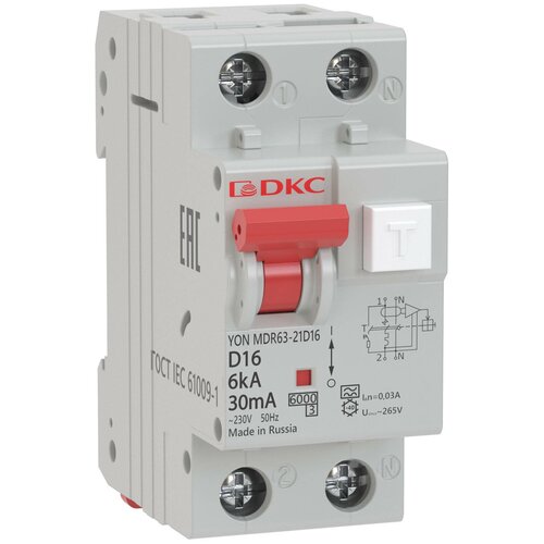 Выключатель автоматический дифференциального тока 2п C 25А 30мА 6кА тип A YON MDR63 | код MDR63-22C25-A | DKC (9шт. в упак.)