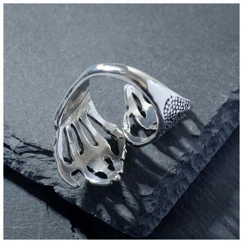Кольцо, серебряный кольцо коготь череп цвет чернёное серебро 20 размер