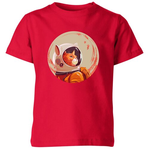мужская футболка рыжий кот космонавт s зеленый Футболка Us Basic, размер 4, красный