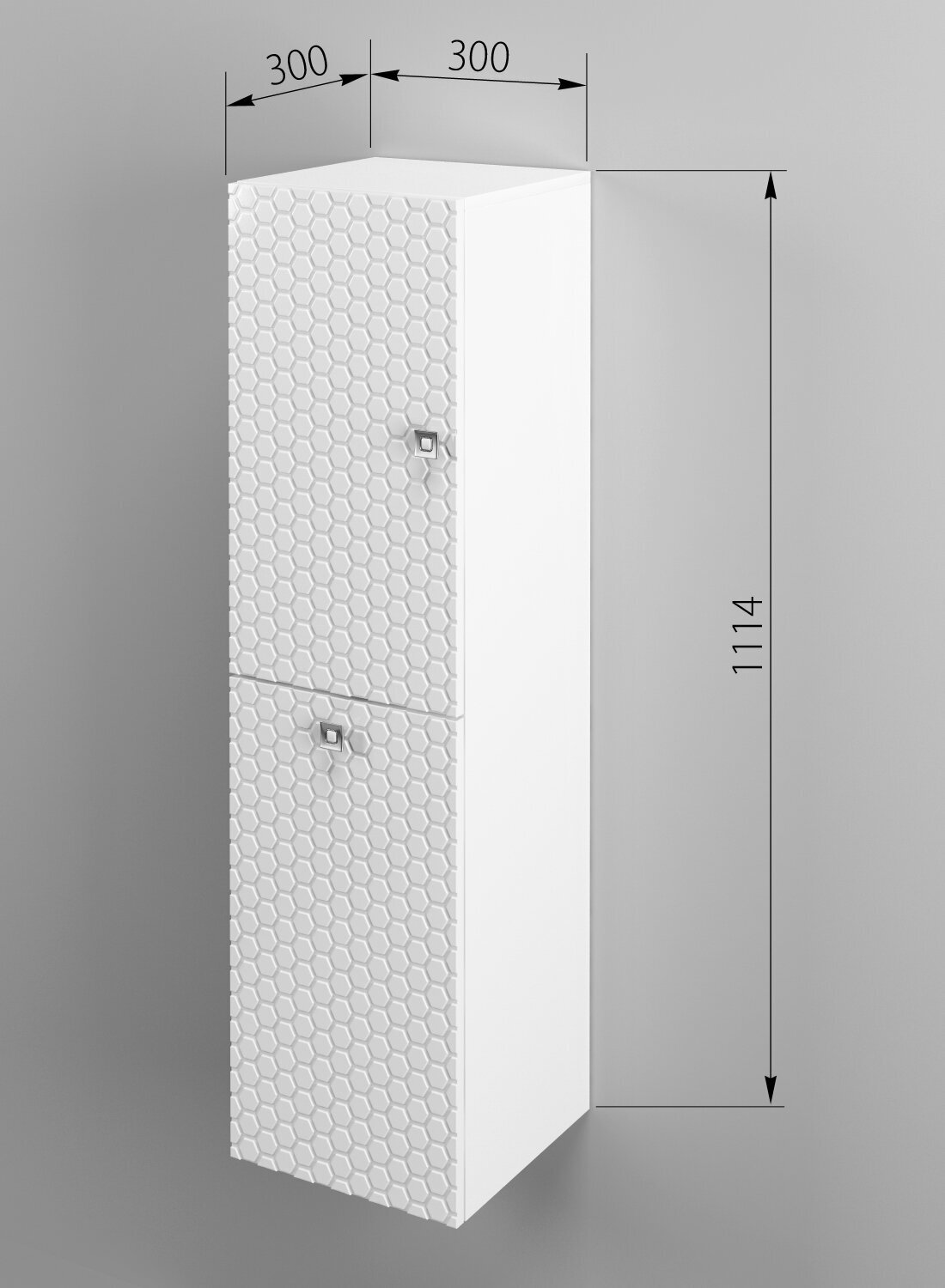 Шкаф для ванной комнаты, REGENT style, Пенал Соната 1дверь 1корзина, белый, правый, 114*30*30 - фотография № 2