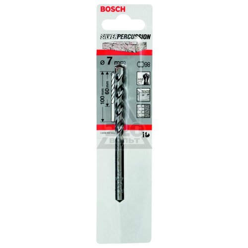 сверло по бетону 10х120мм silver percussion цилиндрический хвостовик bosch 2608597665 2 шт в комплекте Сверло по бетону BOSCH CYL-3 2.608.597.662 7 x 100 мм